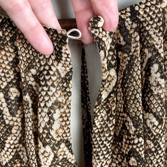 Lauren Ralph Lauren Dress Womens 14 Brown Snake Python A-Line Sleeveless Pleated - Picture 9 of 12